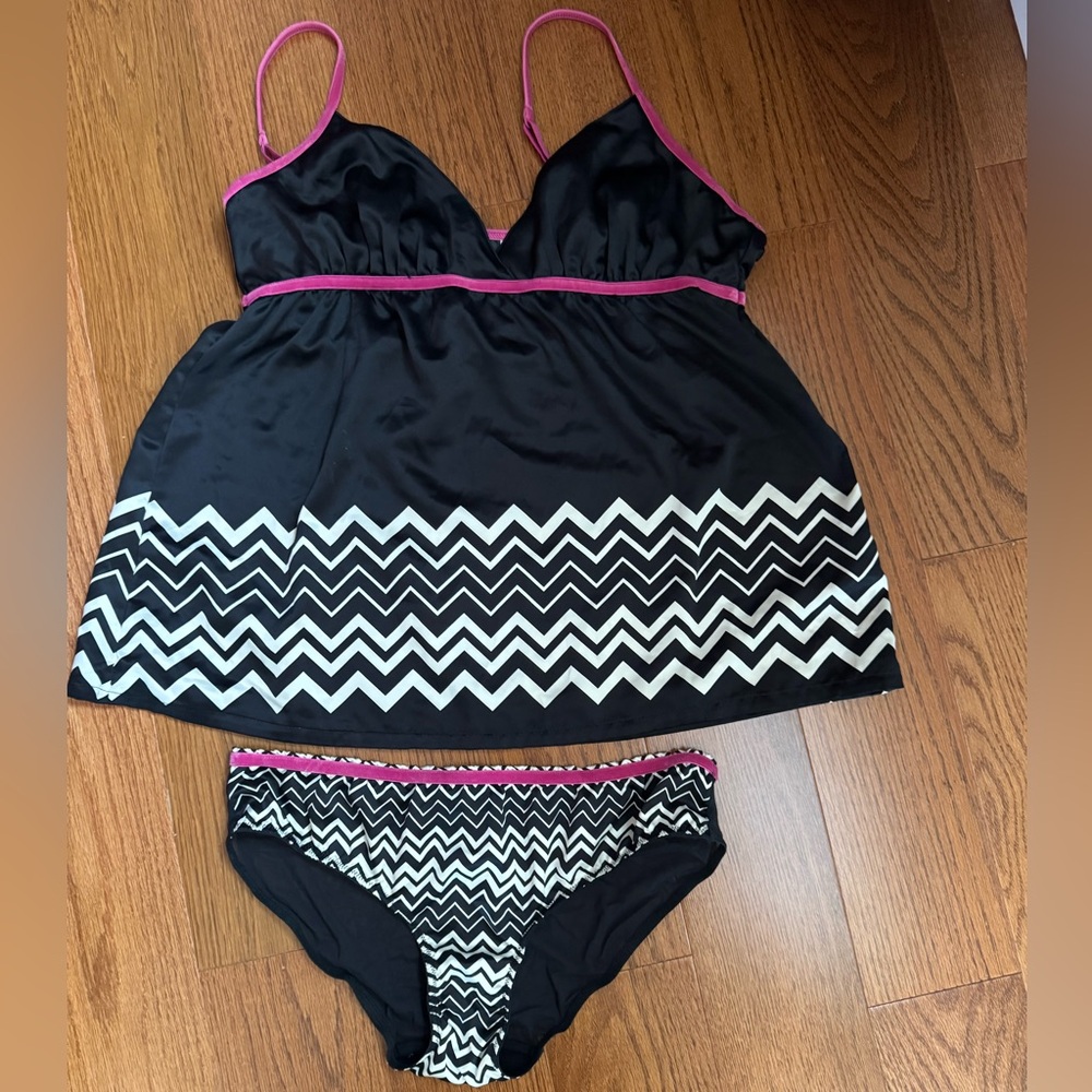 Missoni For Target White Black Pink Chevron Pajama Set Cami Tank Sz M
